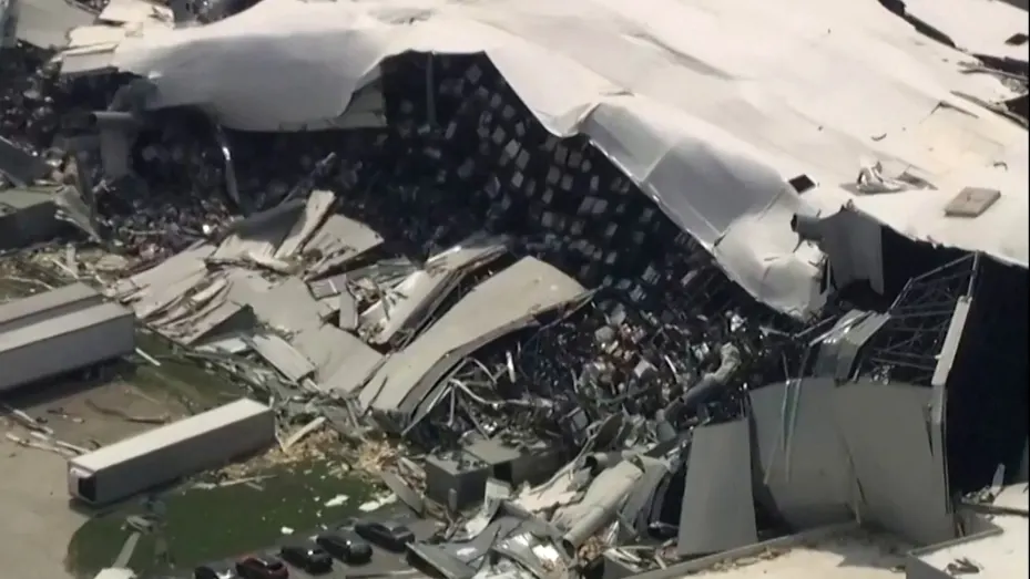 Tornado damages Pfizer facility in Rocky Mount, NC., July 19, 2023. ABC Affiliate WTVD | via Reuters